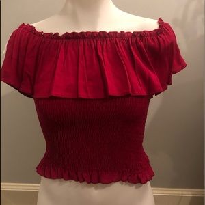 Red off the shoulder top
